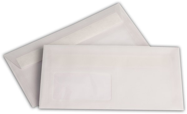 Briefumschläge transparent Haftstreifen m. F. Weiss 110x220 mm DL 100g/qm